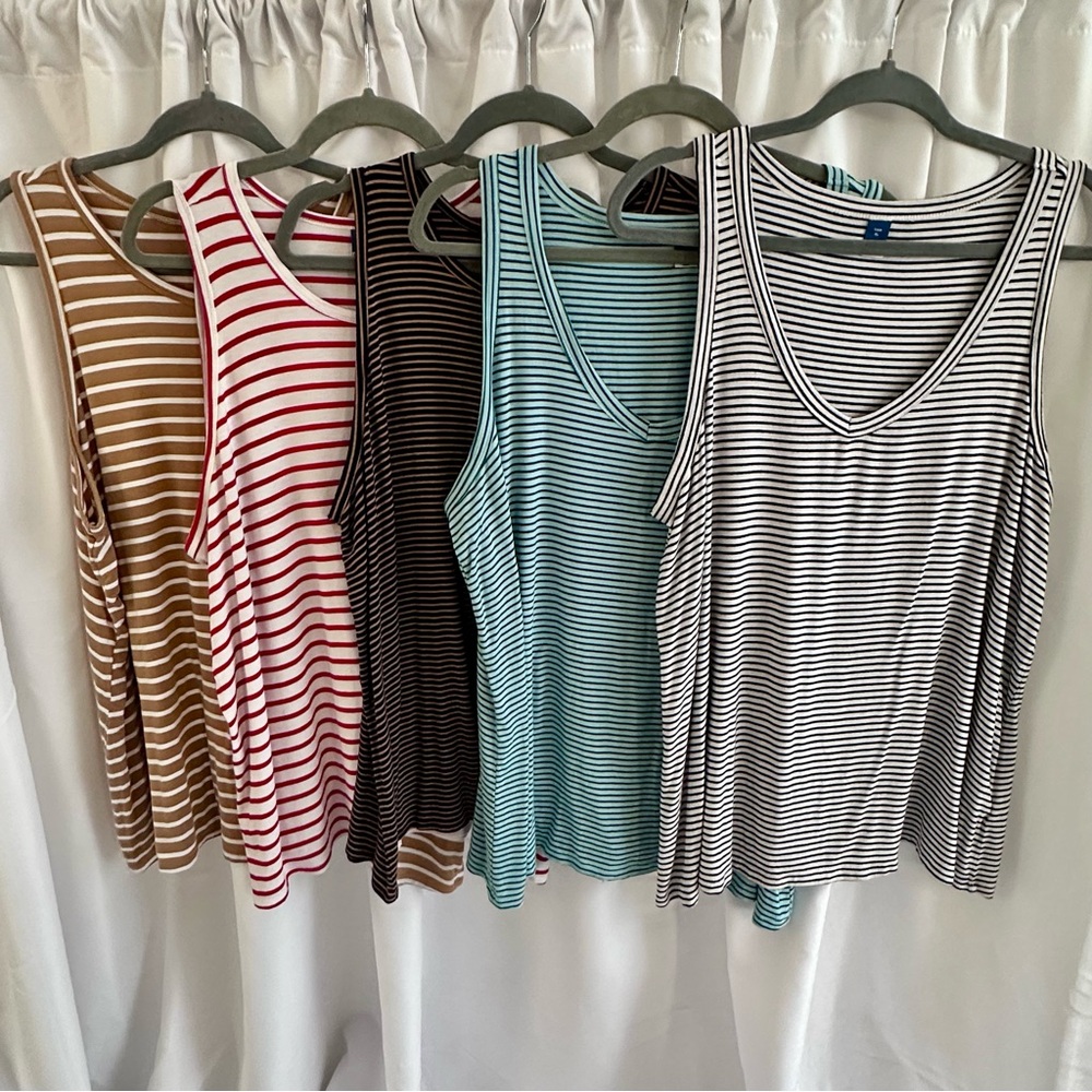Old Navy Striped Women's Luxe Tank Tops - Multi-Color Pack (5 pack)